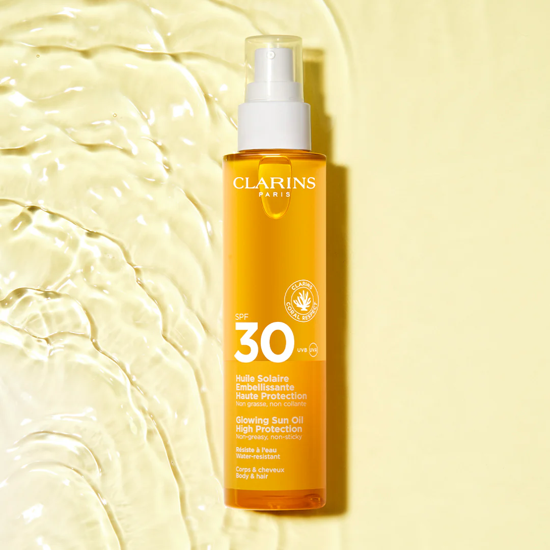 Clarins Sun Care Glowing Sun Oil High Protection for Body & Hair SPF30 - Image 3