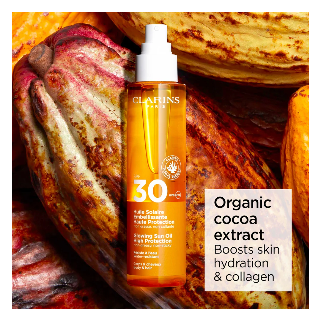 Clarins Sun Care Glowing Sun Oil High Protection for Body & Hair SPF30 - Image 5